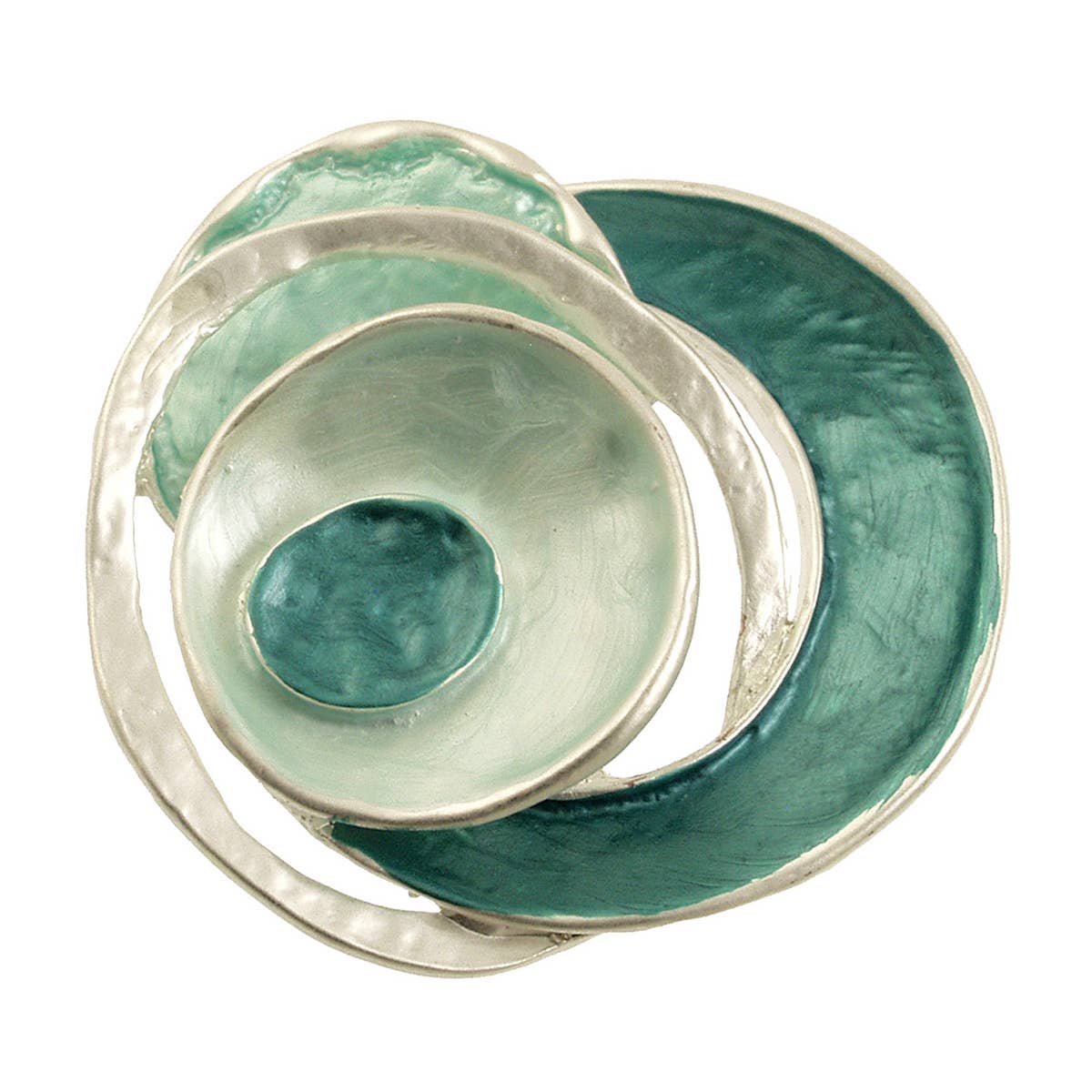 Origin Jewelry - Magnetic Brooch, Organic Circles, Greens, Blues, Blk/Wht/Gld: Black Silver