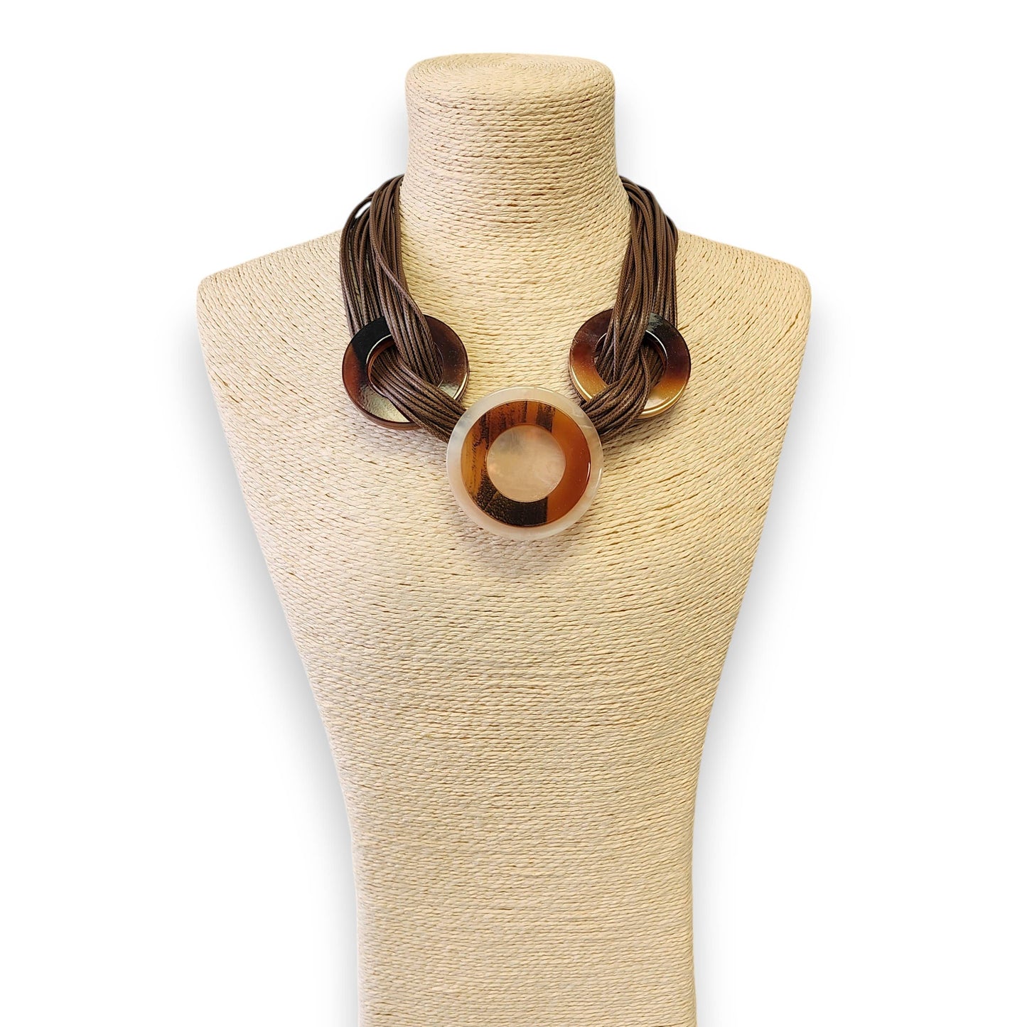 Bijoux Envie Statement Jewelry - Leather Tortoise Shell Necklace | Handmade Statement Jewelry