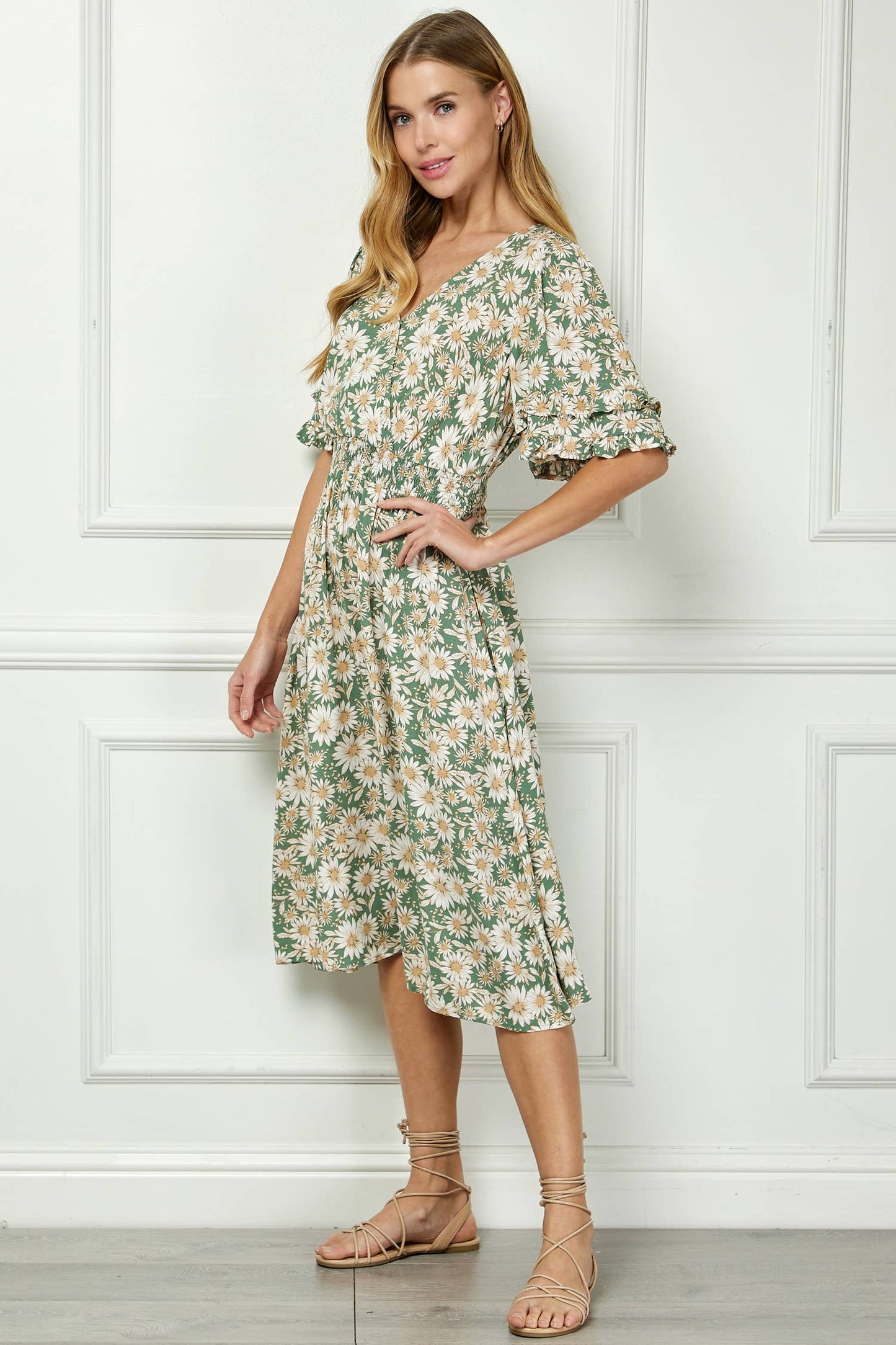 Winslow Collection - ELEGANT KIMONO INSPIRED SURPLICE DRESS  : BKCRM / M