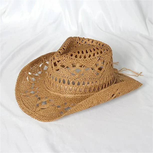 Syrrios Gifts LLC - Western Cowboy Cowgirl Straw Hat Sun Summer Beach Party: Cream