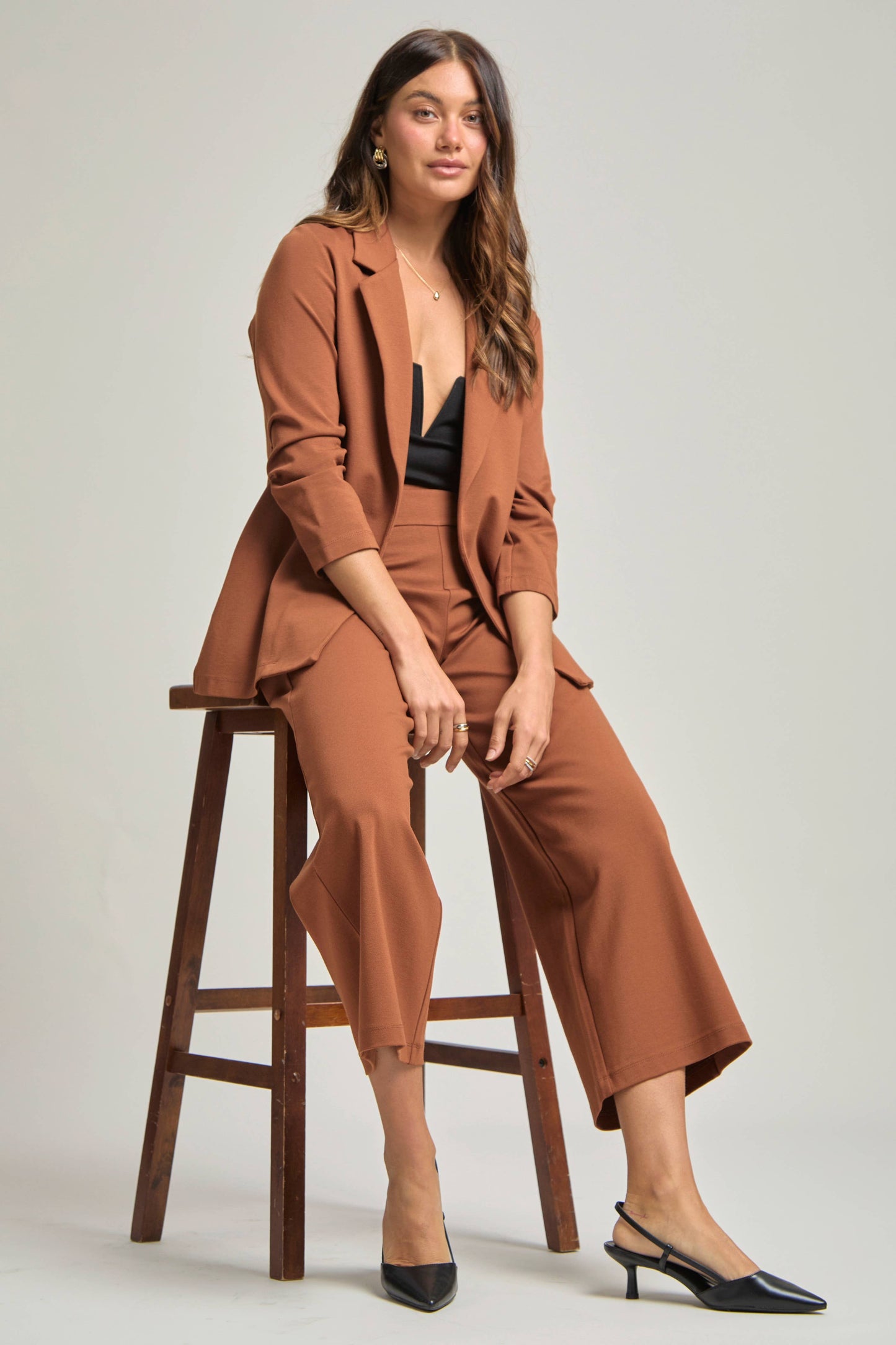 Dear Scarlett -  Magic 3/4 Sleeve Blazer: Black