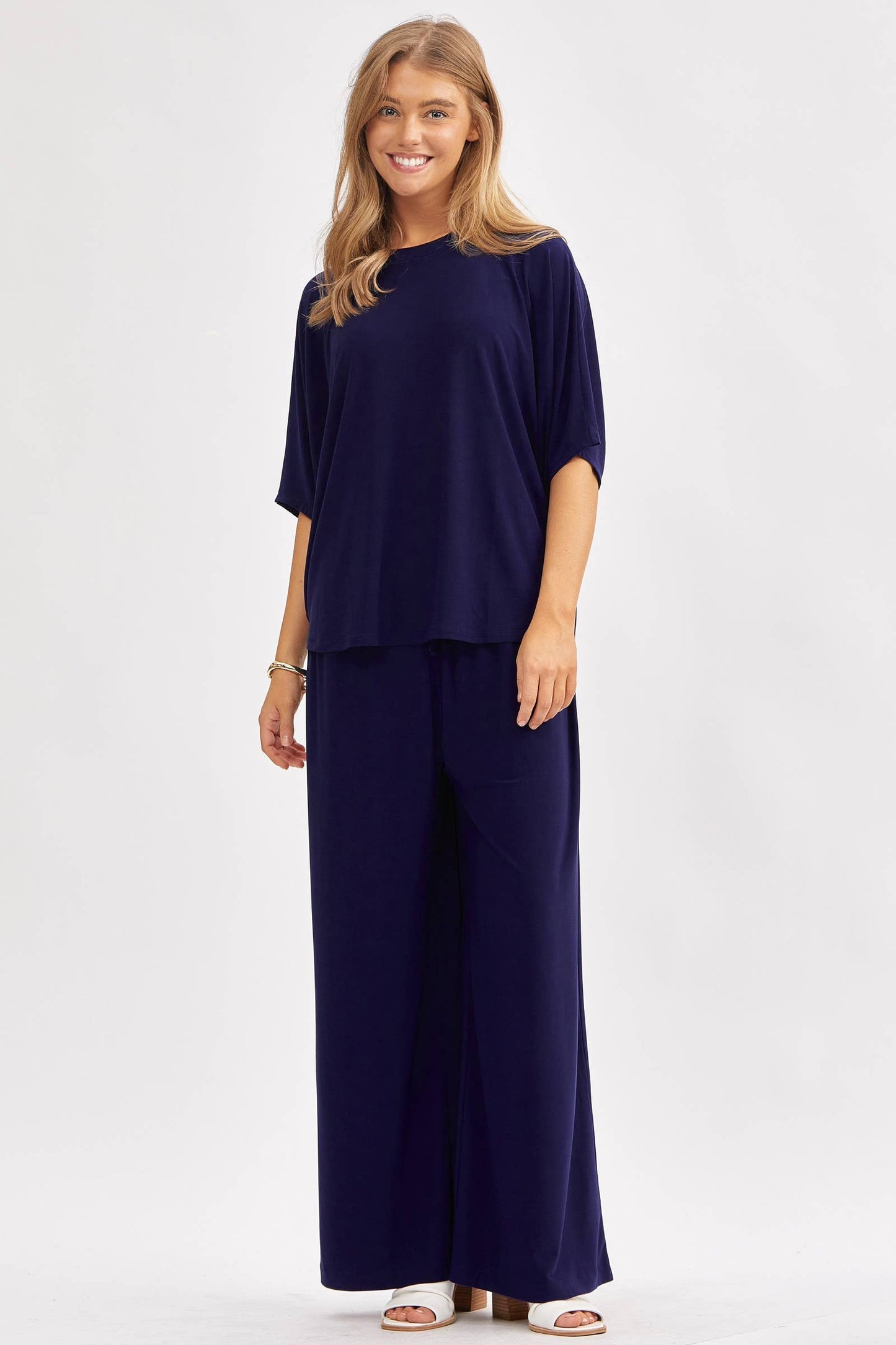 Dear Scarlett - Flowy Top + Wide Leg Set TRVSET-COASTAL: Royal Blue / M