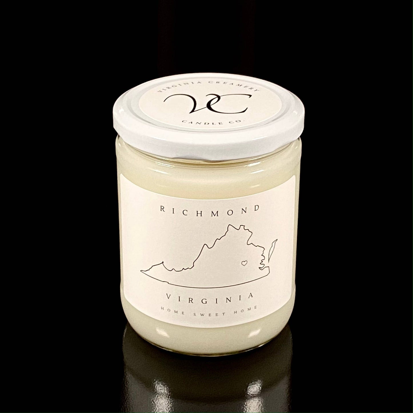 Virginia Creamery Candle Co. - City & State - Clean Minimal Line 16oz Glass Jar Candle: Salted Honey Butter