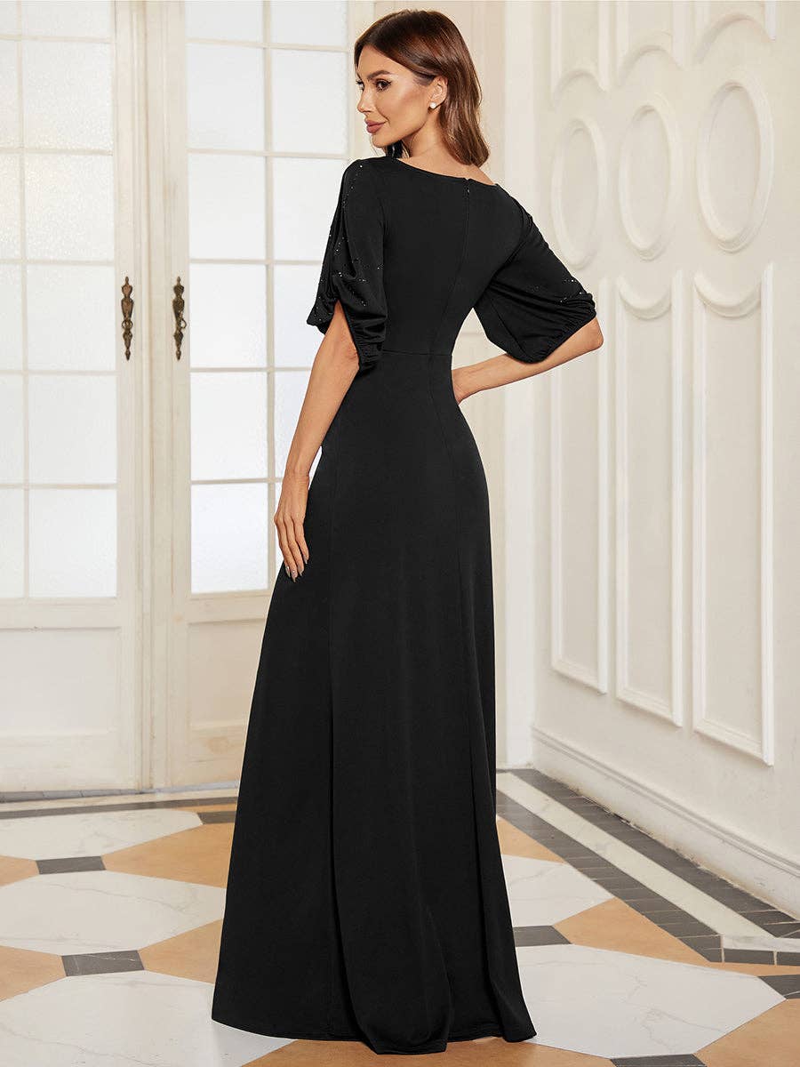 Ever-Pretty - Silver Sequins Fishtail Evening Dress: Navy Blue / 10