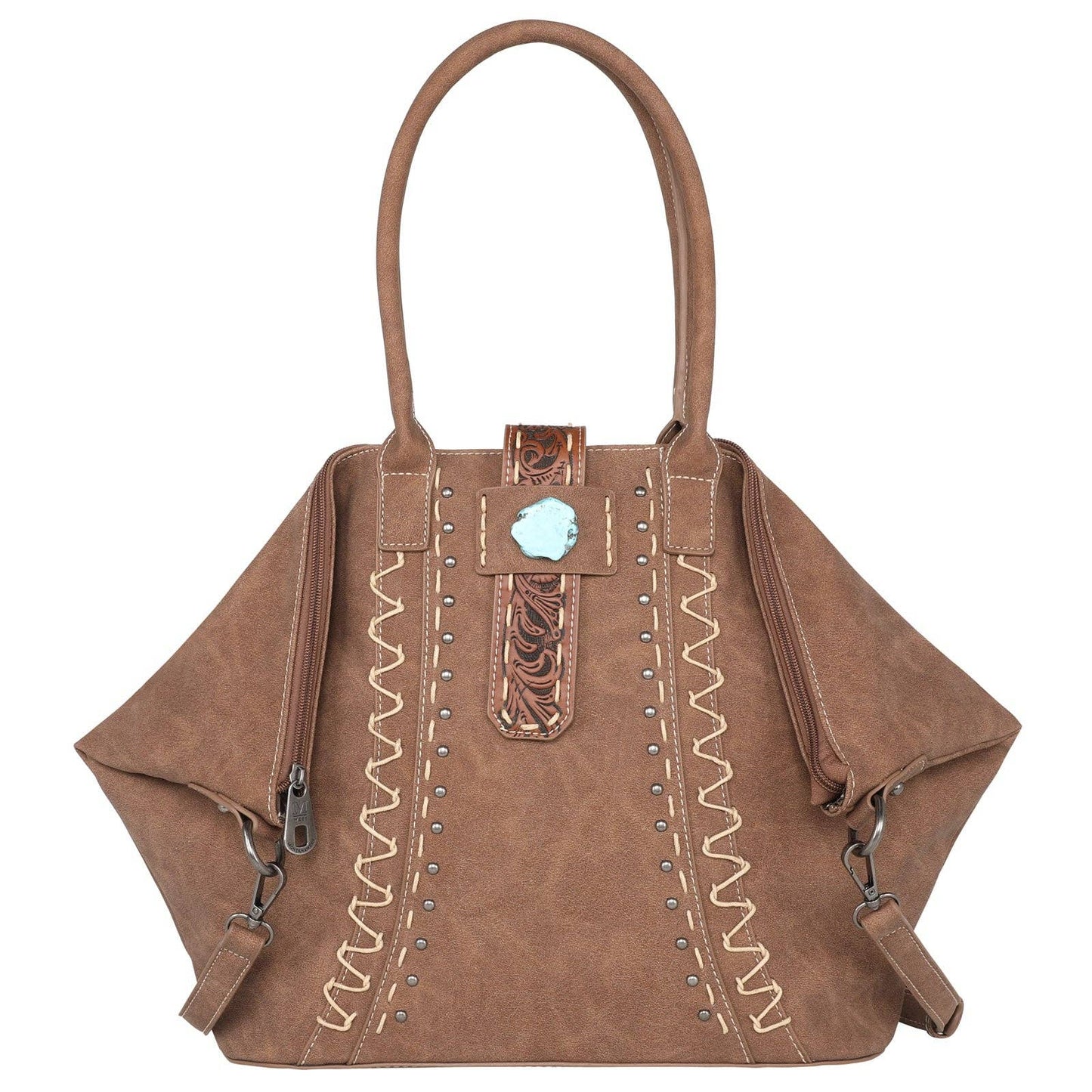 Montana West - MW1221G-8317 Montana West Tooled Collection Tote: Tan
