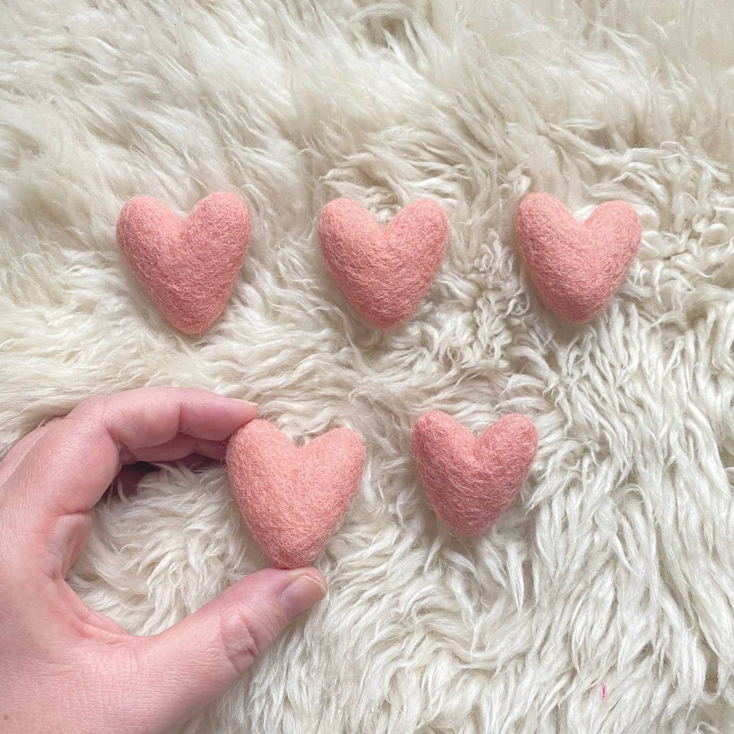 Sheep Farm Felt - Light Pink Hearts- Set of 20