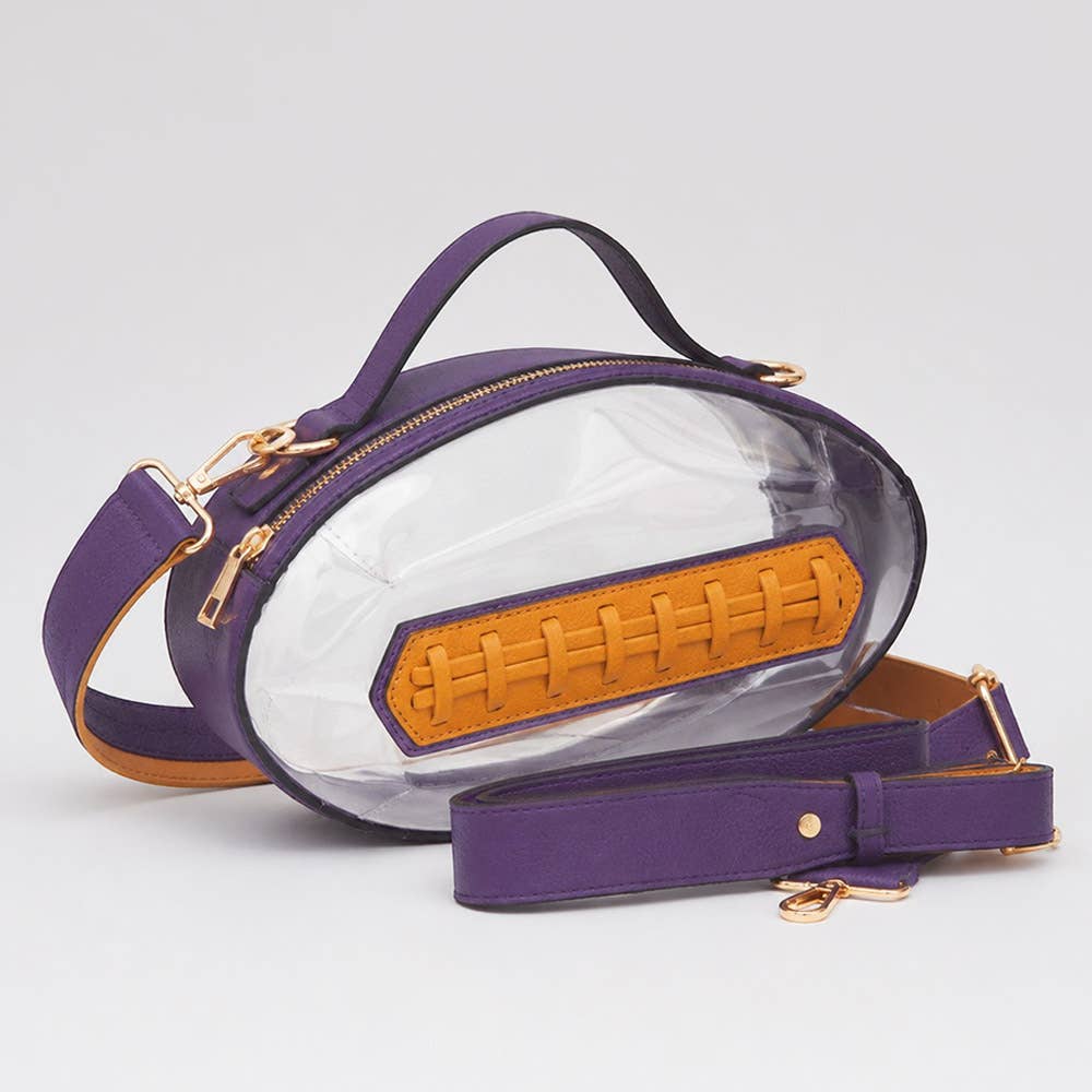 Sensibling Corp. - Football Shaped Transparent Crossbody Bag
: Brown