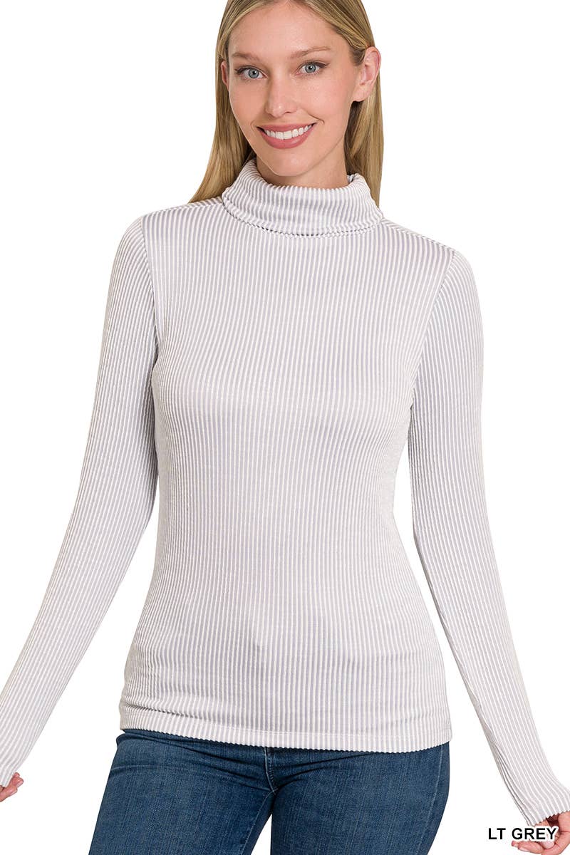 42POPS - 'Ribbed Turtle neck Top As shown: OCEAN BLUE-158159 / S