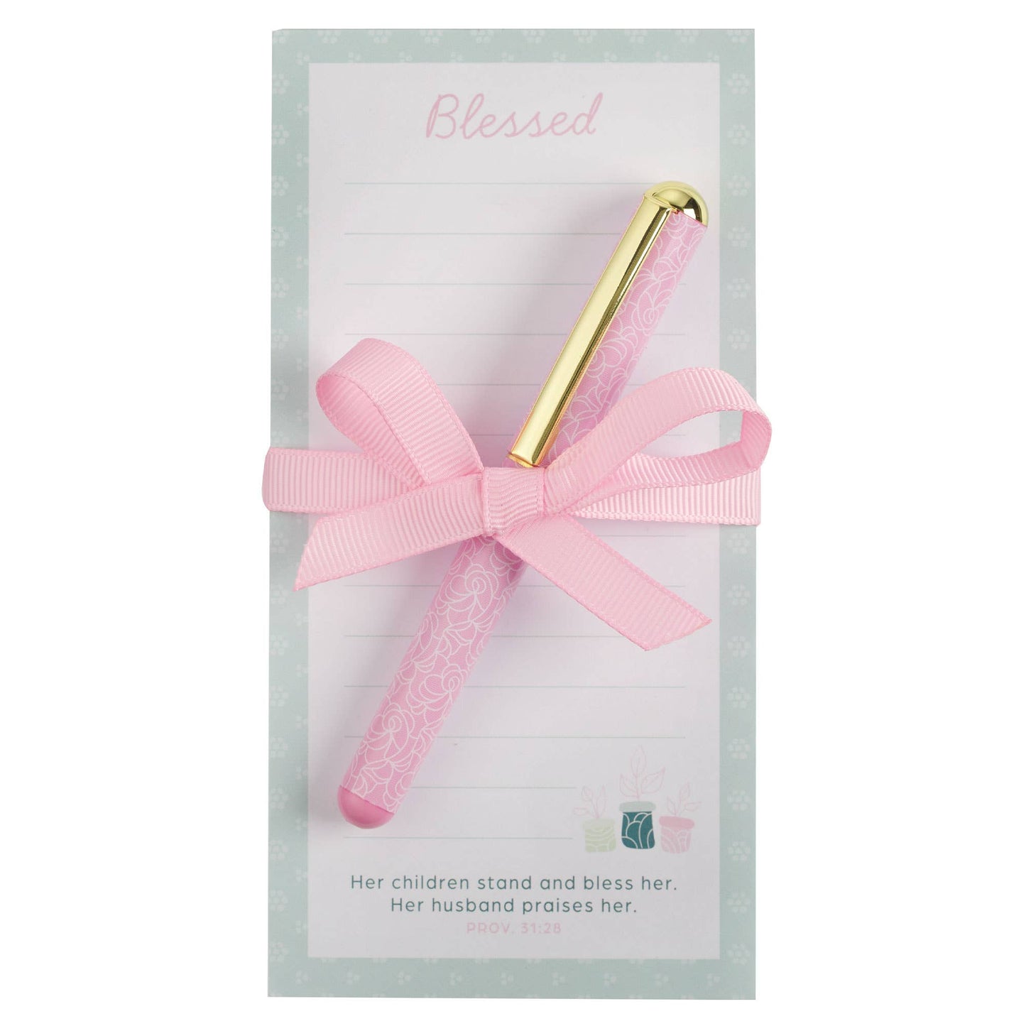 Christian Art Gifts - Magnetic Notepad w/pen Blessed Prov. 31:28