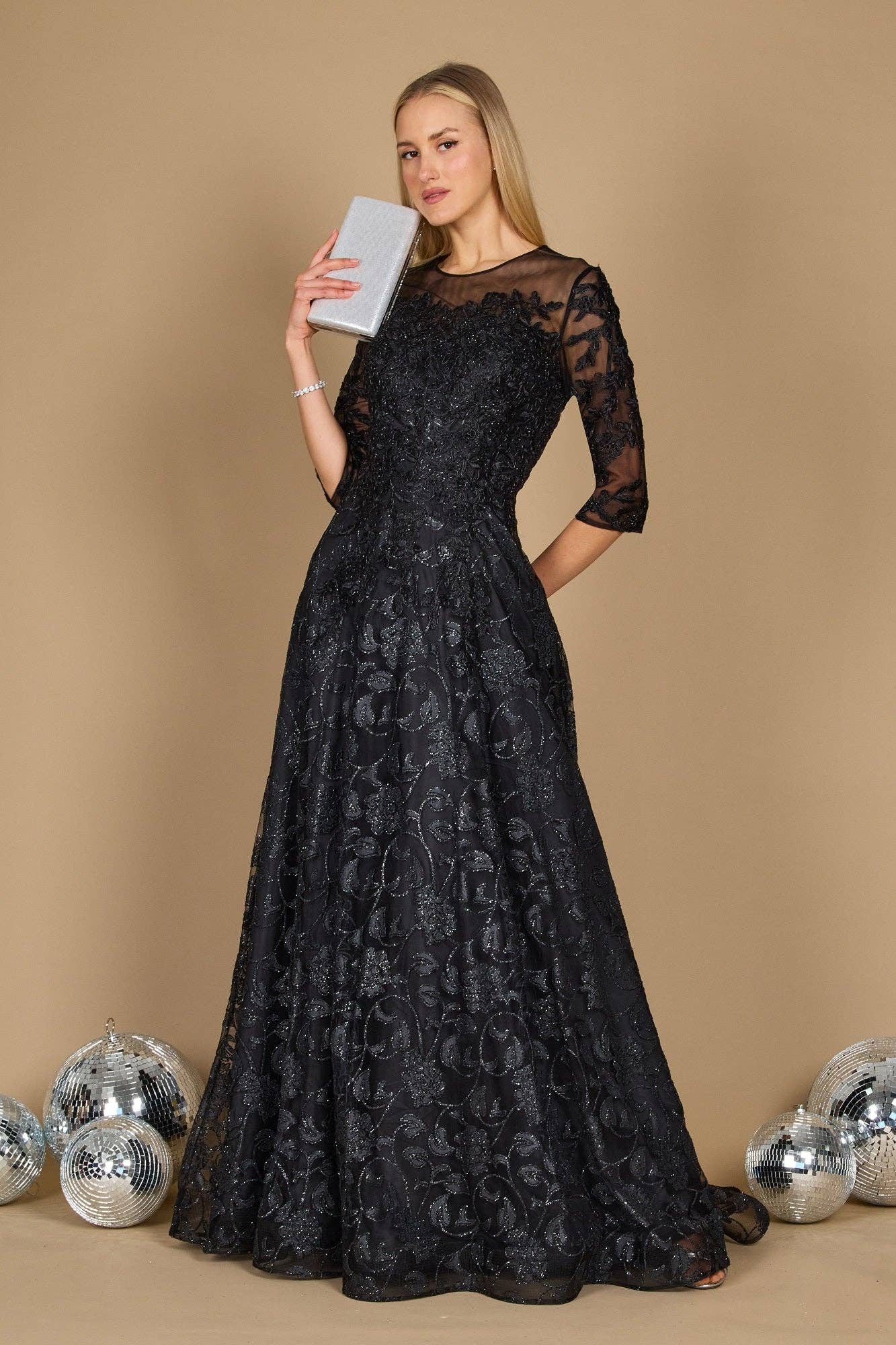 Kos Couture - Long Formal Evening Dress  Wholesale: Black / L