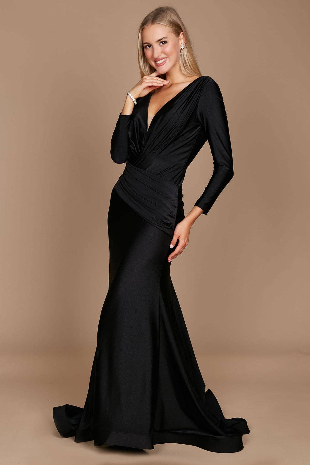 Kos Couture - Long Sleeve Formal Evening Dress  : Royal / 14