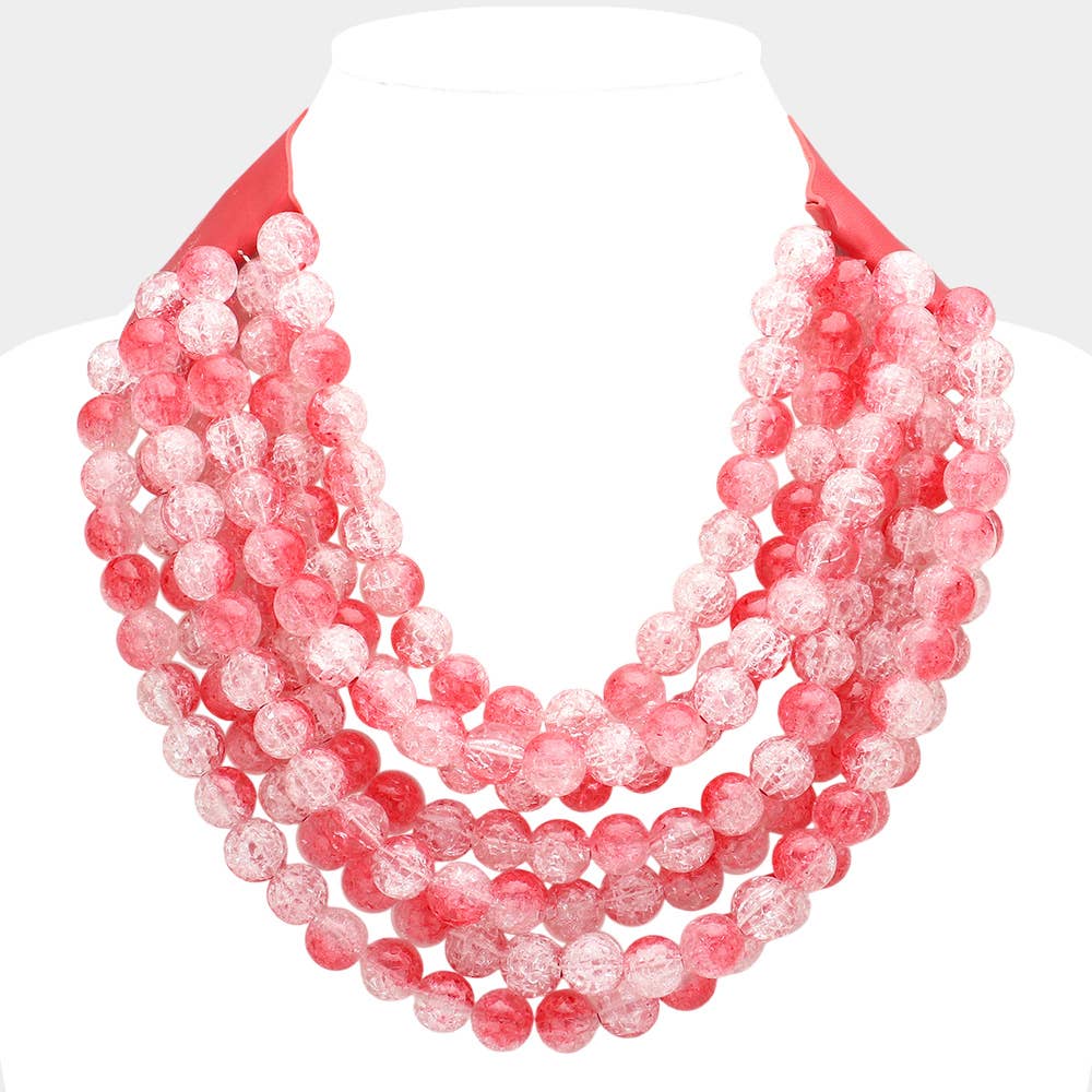 Sensibling Corp. - Chunky Acrylic Bead Layered Faux Leather Magnetic Necklace: Blue
