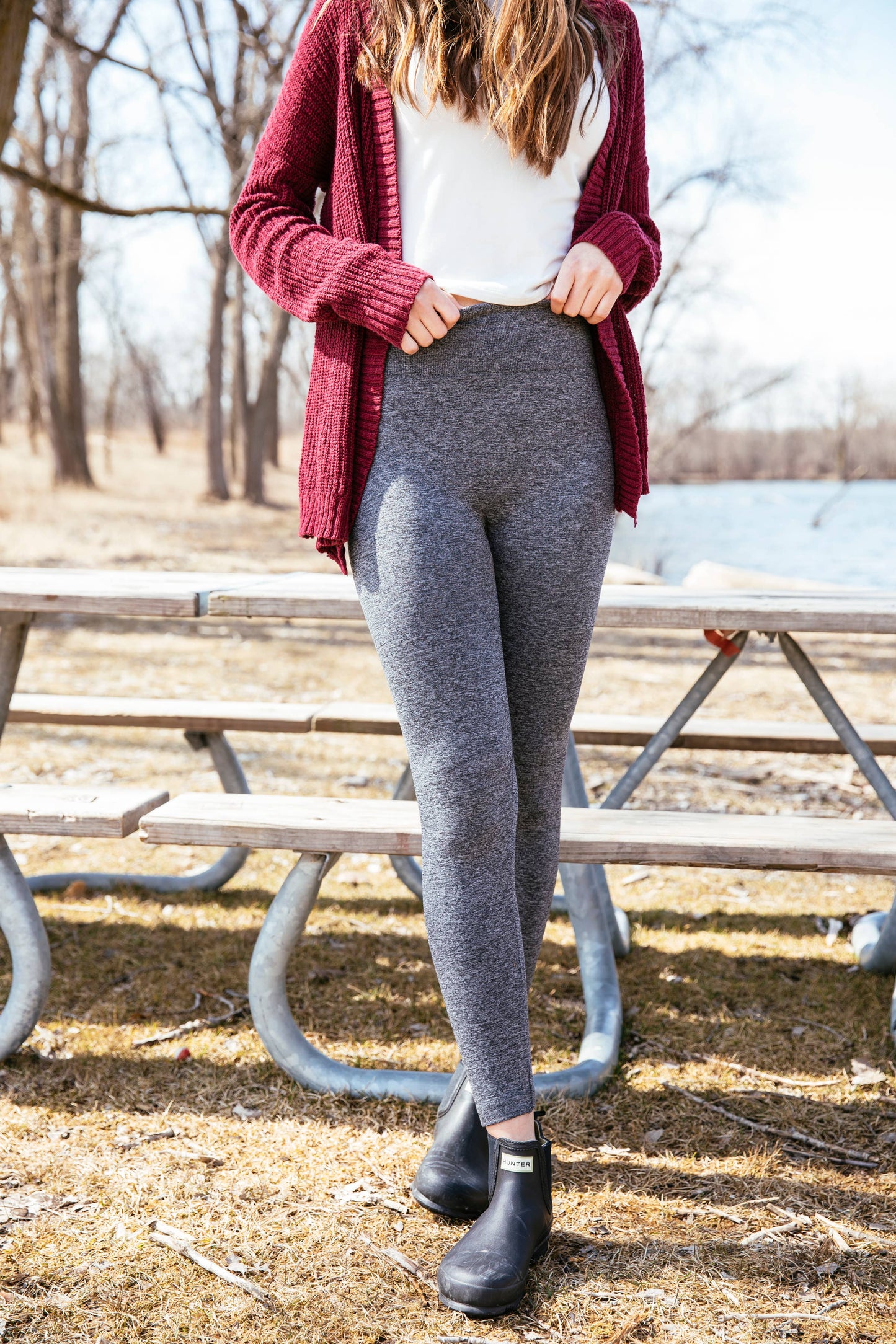 DM Merchandising - Britt's Knits Fleece Lined Leggings Open Stock: Burgundy / Small/ Medium