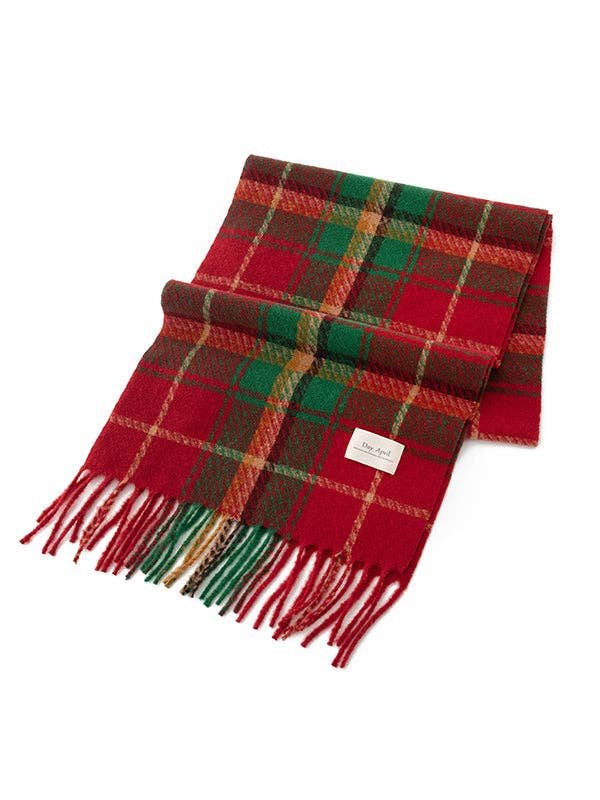 UZ Wholesale Store - Keep Warm Plaid Tasseled Shawl&Scarf: Burgundy / One_size