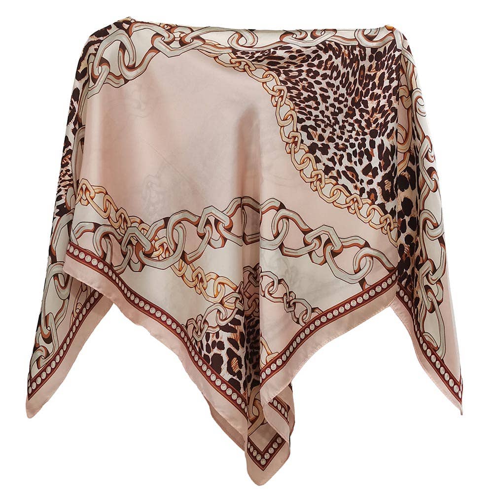 Sensibling Corp. - Leopard Chain Print Scarf Poncho: Beige