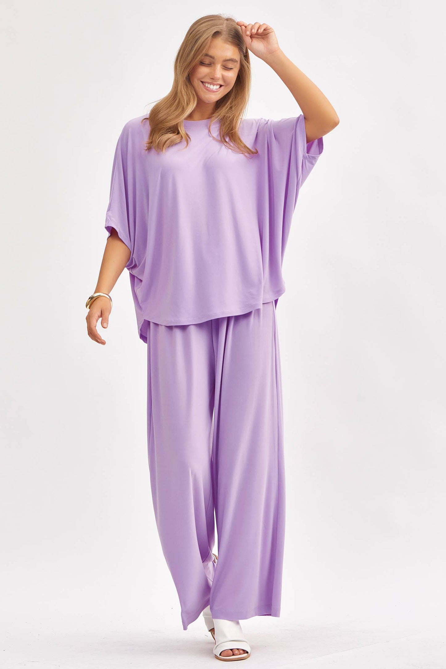 Dear Scarlett - Flowy Top + Wide Leg Set TRVSET-COASTAL: Royal Blue / M