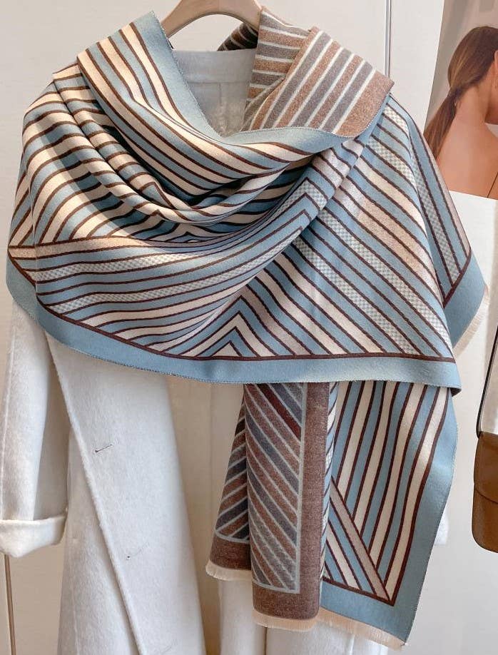 Winding River - Lt, Blue Corner Reversible Wrap – Artisan Shawl