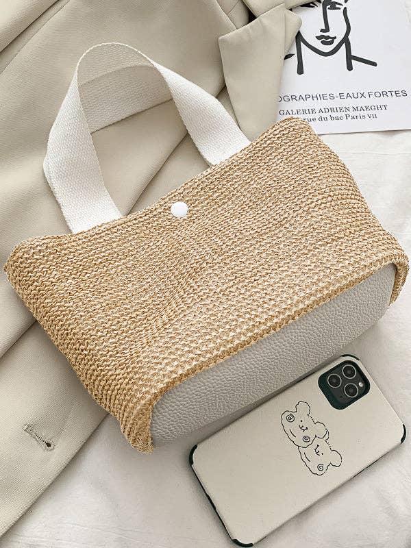 FurDecoration - Simple Casual Vacation Weave Bag: WHITE / One_size