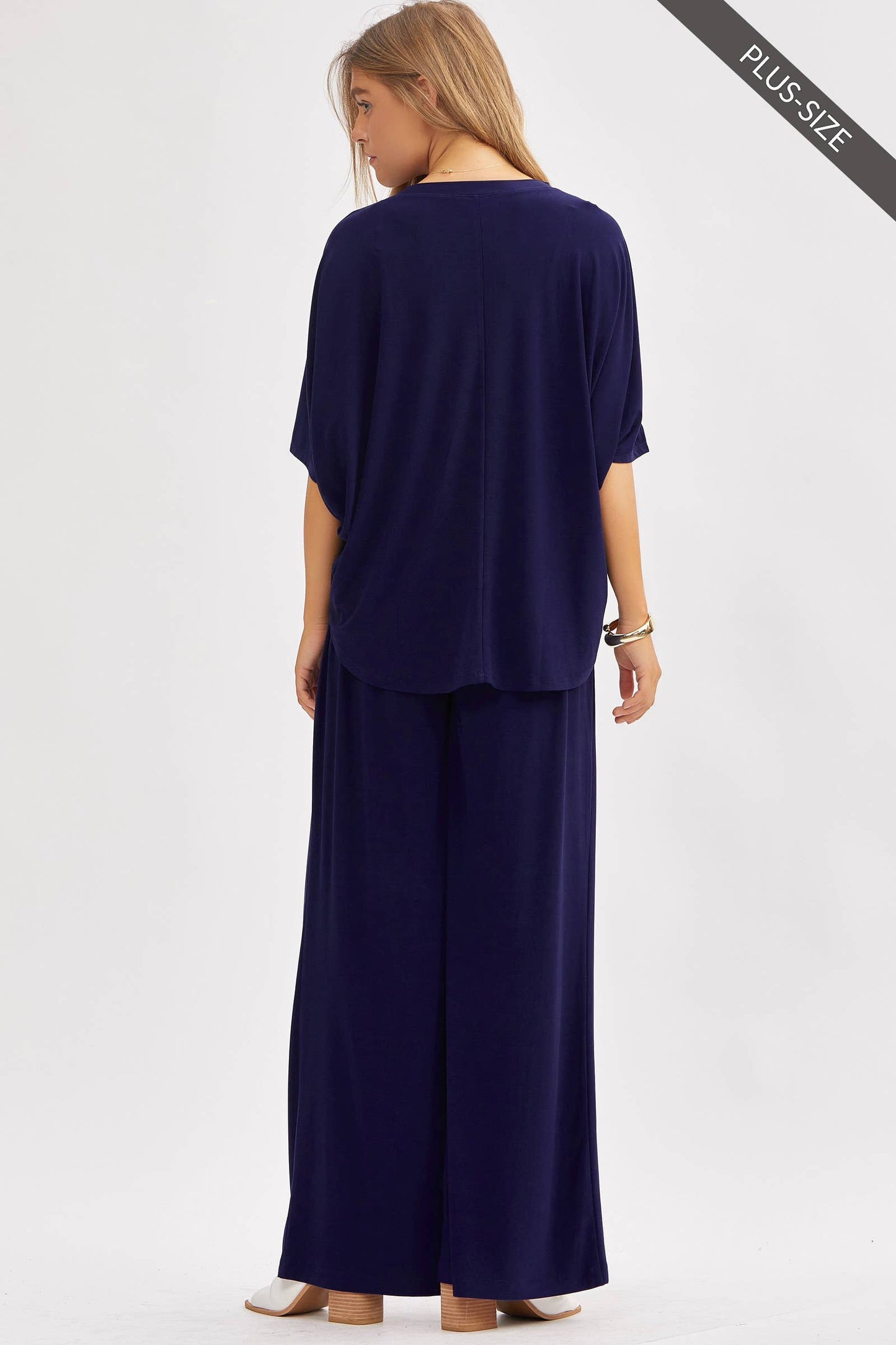 Dear Scarlett - PLUS SIZE Flowy Top + Wide Leg Set TRVSET-COASTAL: Royal Blue / 3X
