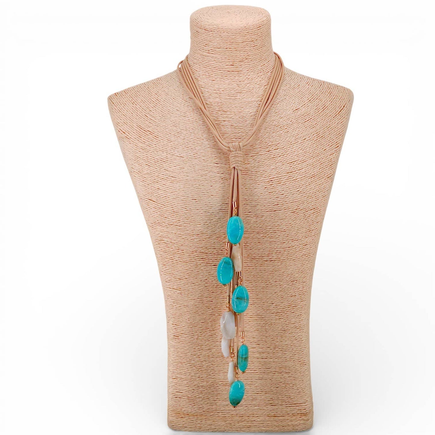 Bijoux Envie Statement Jewelry - Long Turquoise Beaded Lariat | Summer Statement Necklace