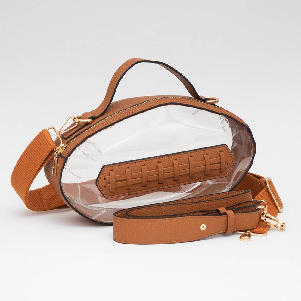 Sensibling Corp. - Football Shaped Transparent Crossbody Bag
: Brown
