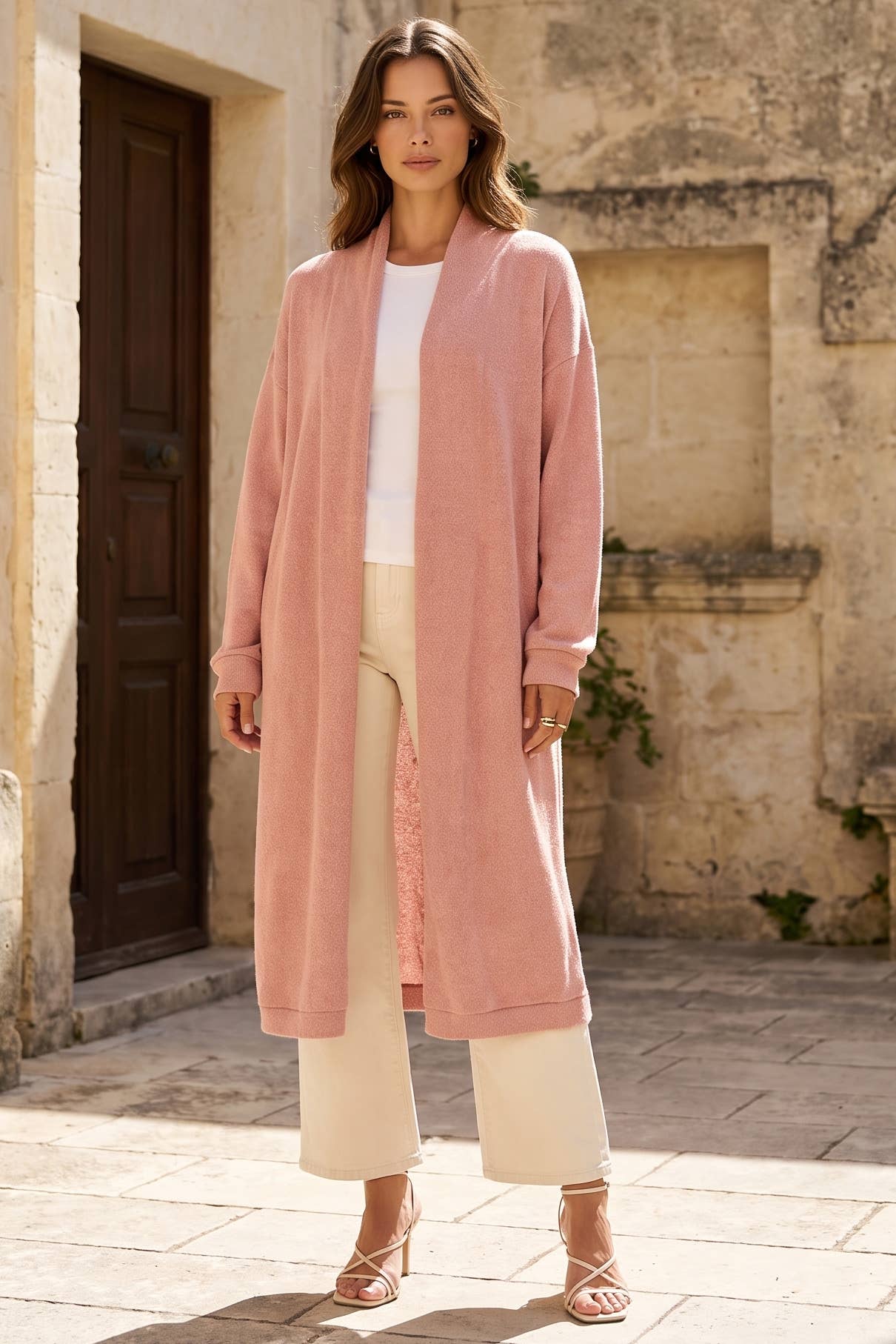 Dear Scarlett - Relaxed Long Cardigan: DESERT BLUSH