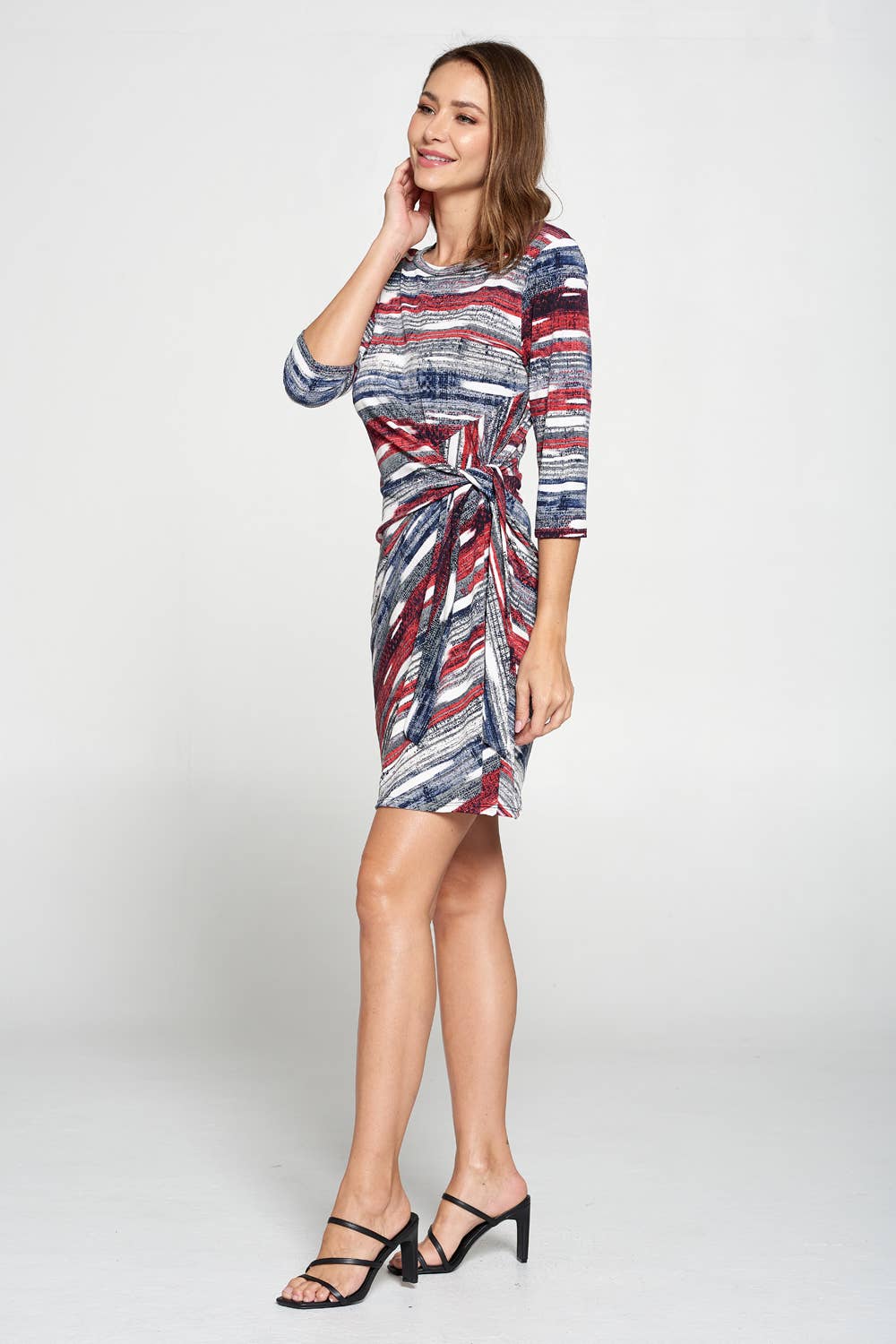 Jostar - HIT Round-NK Side Tie Dress-7071HT-QRP1-W244: W244-Red / L