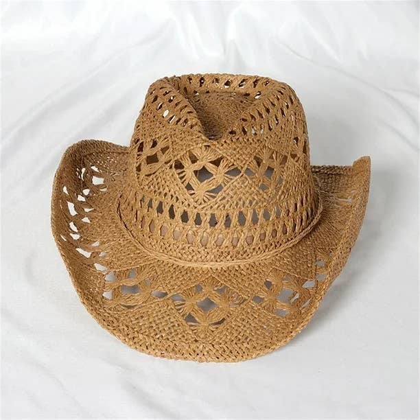 Syrrios Gifts LLC - Western Cowboy Cowgirl Straw Hat Sun Summer Beach Party: White