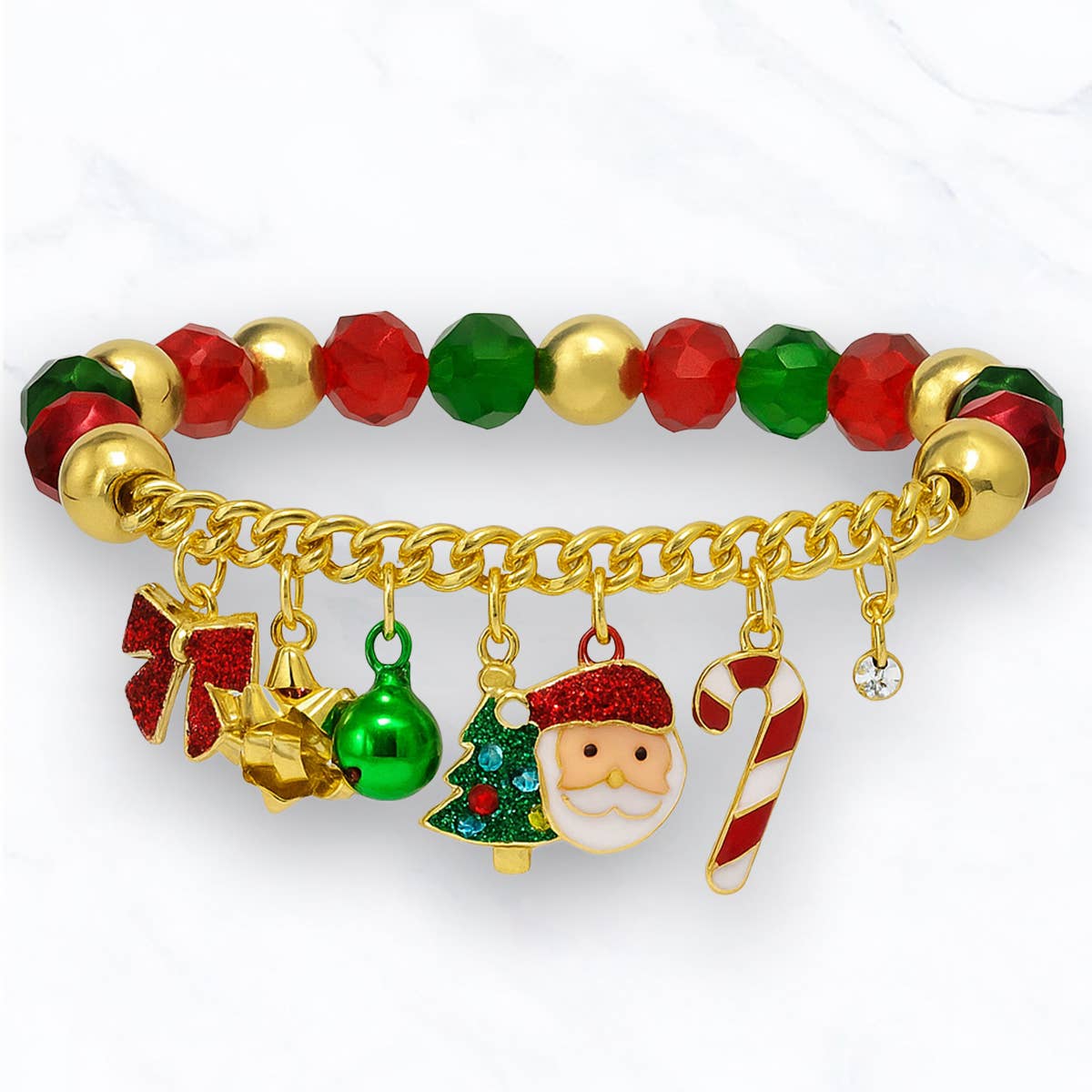 Suzie Q USA - Holiday Charm Bracelet: Gold / Christmas Color