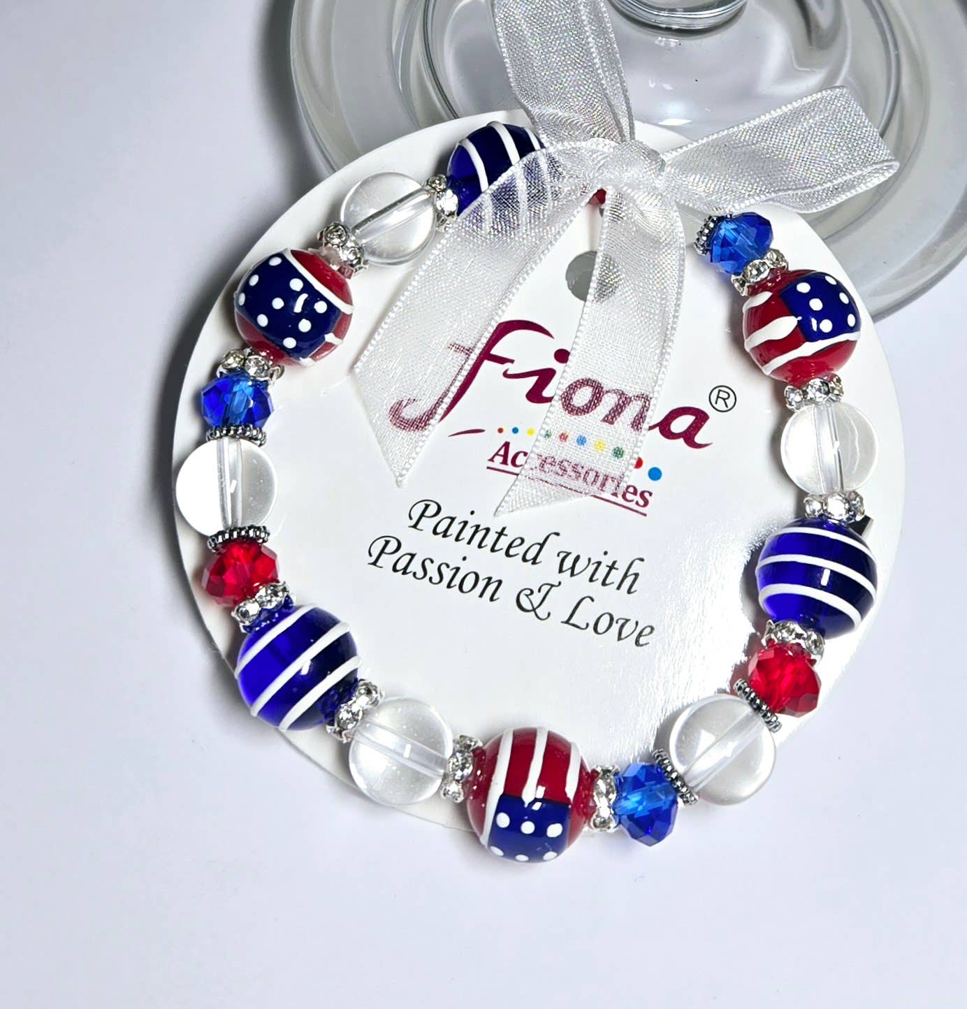 Fiona Accessories - American Flag Patriotic Bracelet, 4th of July Gift for Women: Flag