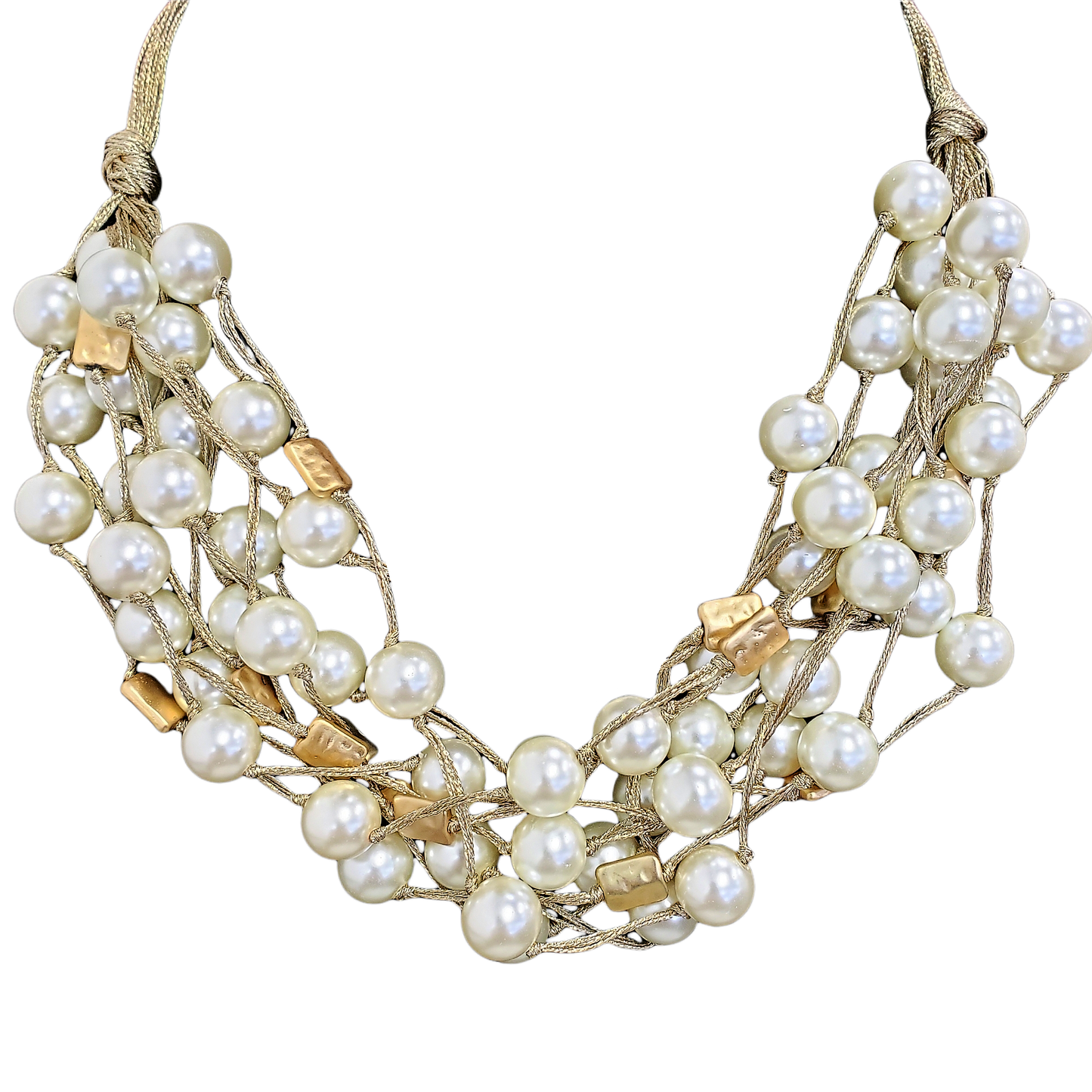 Bijoux Envie Statement Jewelry - Modern Pearl Necklace | Layered | Short | Golden | Statement