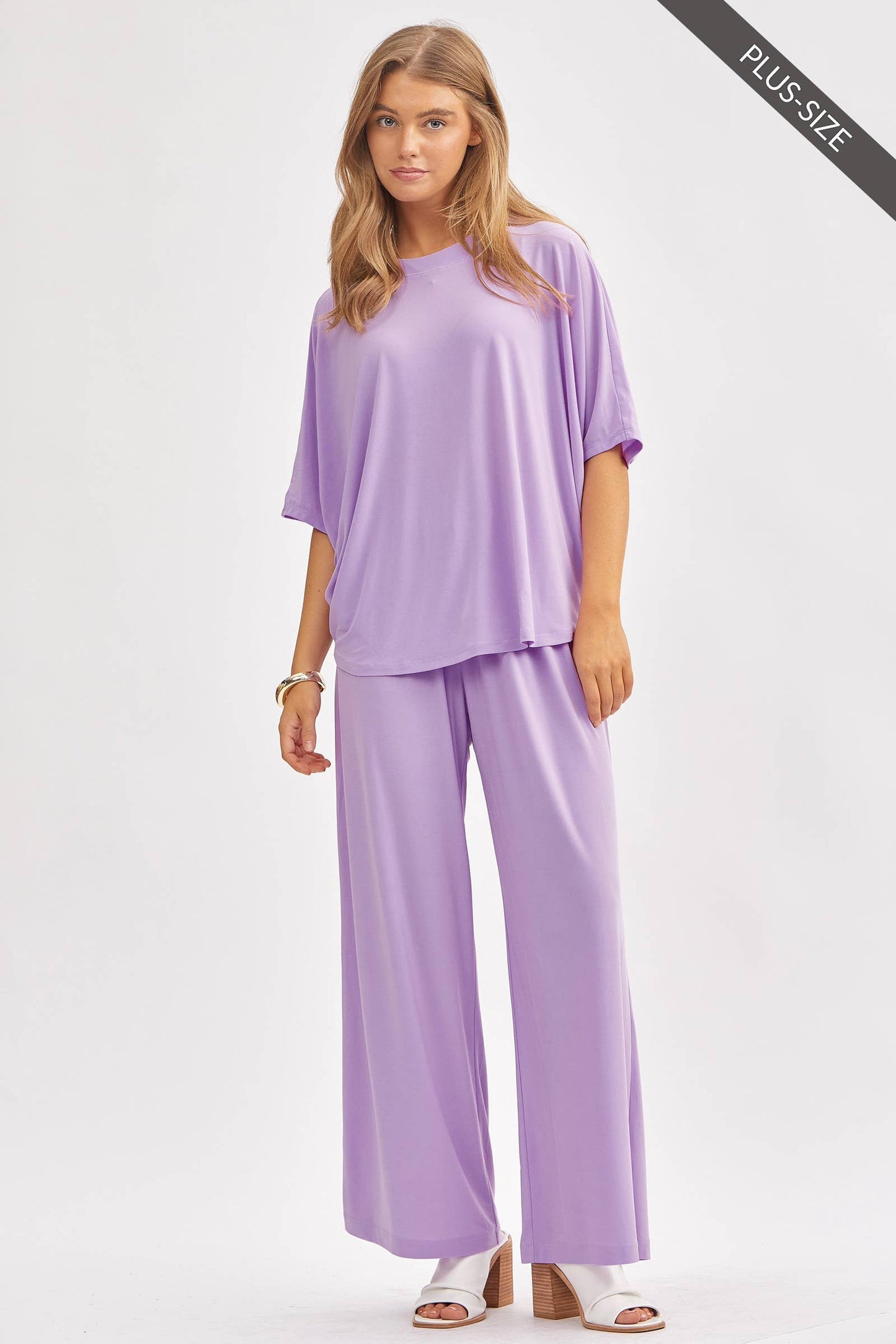 Dear Scarlett - PLUS SIZE Flowy Top + Wide Leg Set TRVSET-COASTAL: Royal Blue / 2X