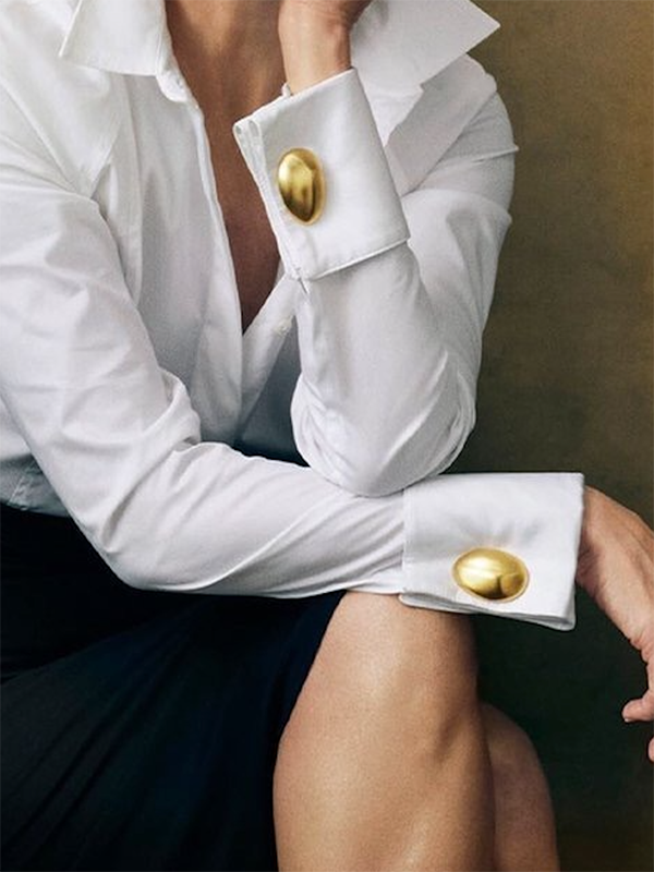 Sheer Trend - Long Sleeves Loose Buttoned Solid Color Lapel Blouses&Shirts Tops: WHITE / M
