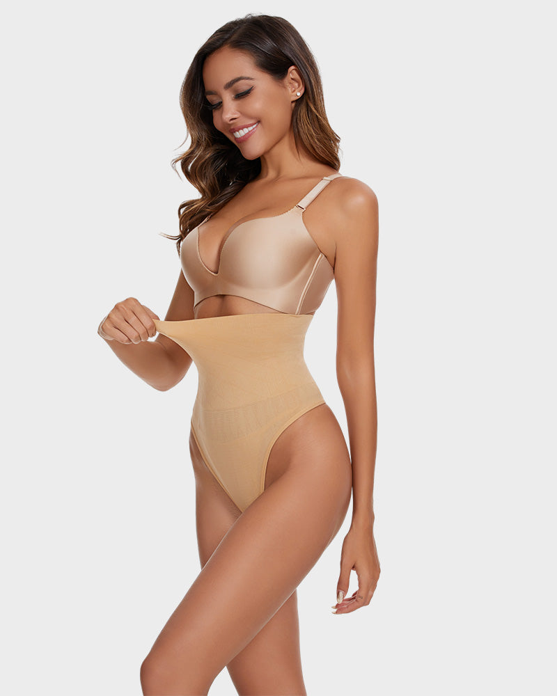 Seamless High-Waisted Shaper Thong Panty（2pcs ）