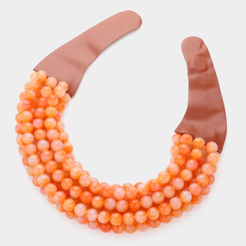 Sensibling Corp. - Chunky Acrylic Bead Layered Faux Leather Magnetic Necklace: Blue
