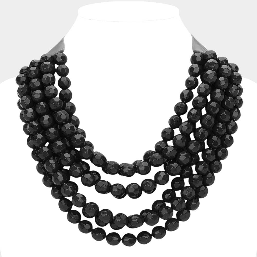Sensibling Corp. - Chunky Acrylic Bead Layered Faux Leather Magnetic Necklace: DIVO