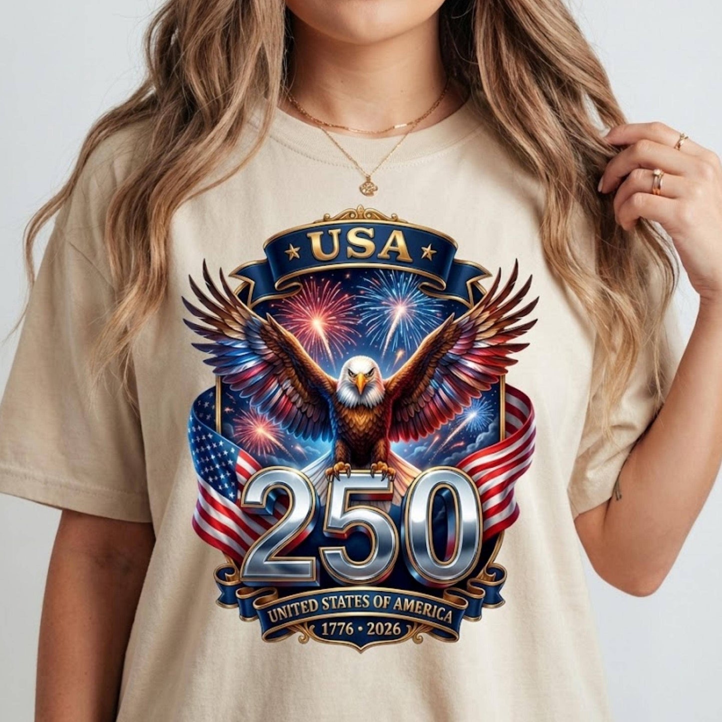 DLT Ecommerce - USA 250th Anniversary Shirt, America 250 Flag Sweater: White / XL / T-Shirt
