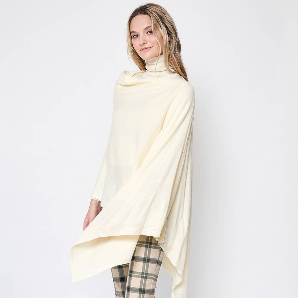Sensibling Corp. - Solid Scarf Poncho: Ivory