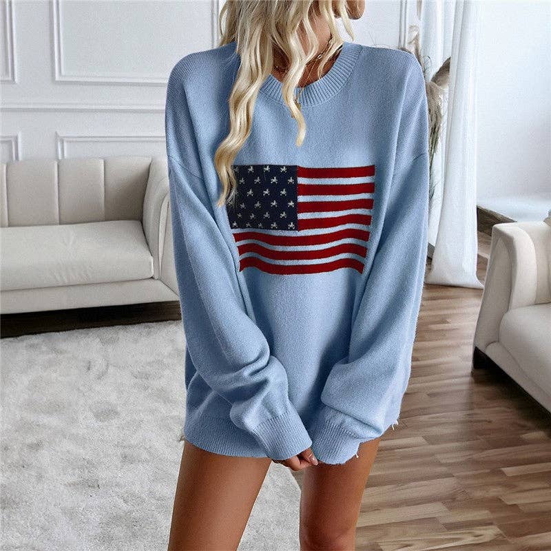 UZ Wholesale Store - Loose Fit Color Block Casual Pullover Sweater: Apricot / XL