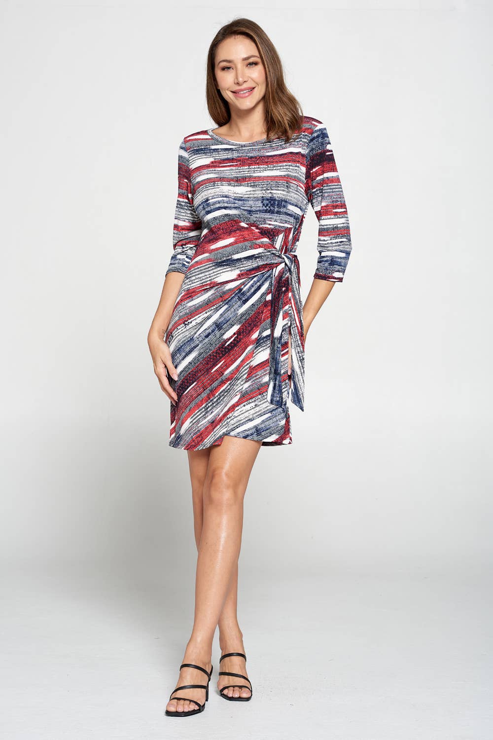 Jostar - HIT Round-NK Side Tie Dress-7071HT-QRP1-W244: W244-Red / M