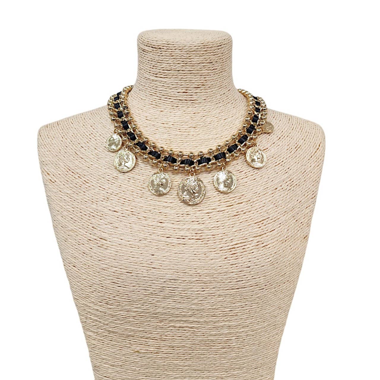 Bijoux Envie Statement Jewelry - Coin Charm Necklace | Leather | Link | Chain | Vintage Boho