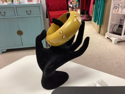 DJ CREATIVE WOOD WIDE BANGLE WITH NAIL HEADS