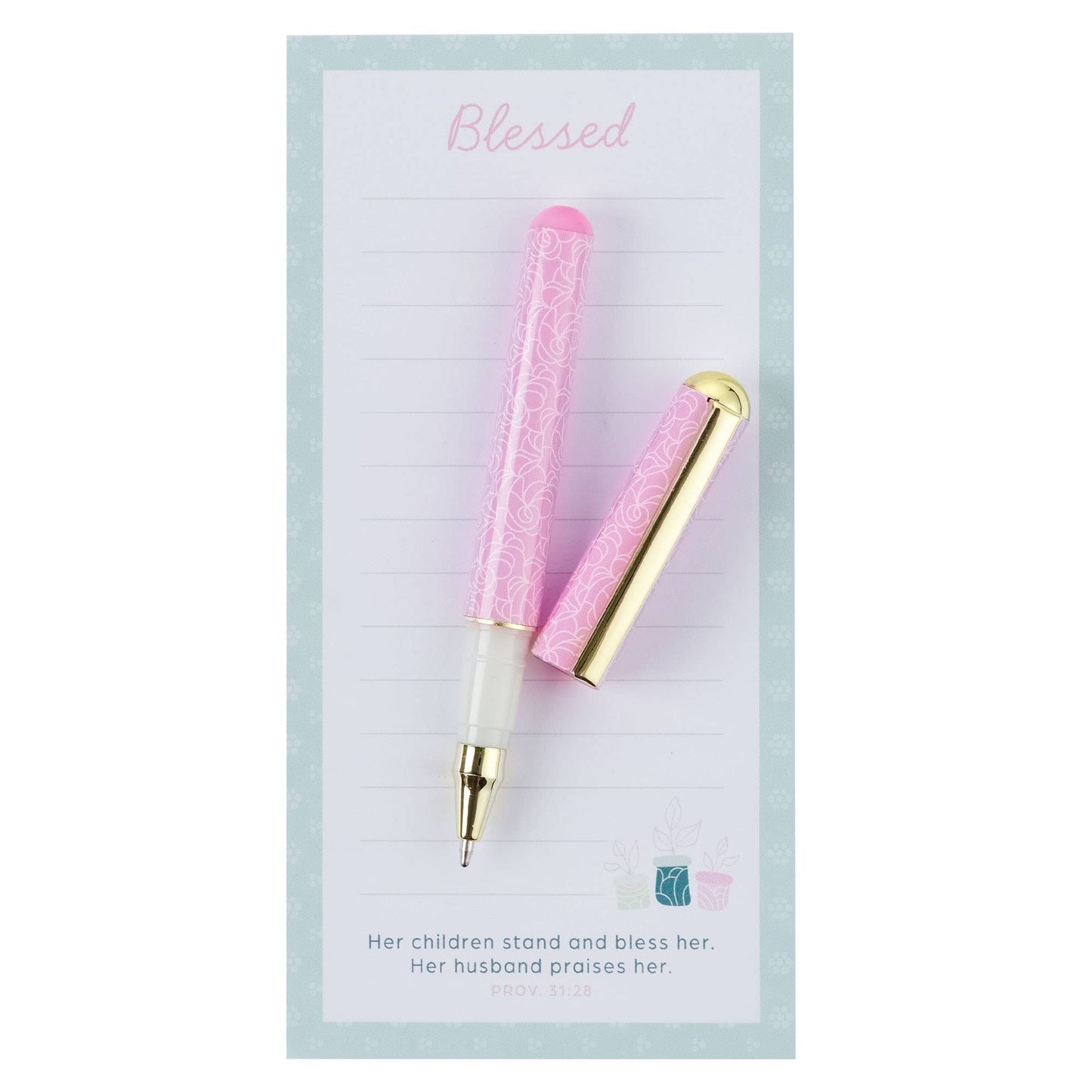 Christian Art Gifts - Magnetic Notepad w/pen Blessed Prov. 31:28
