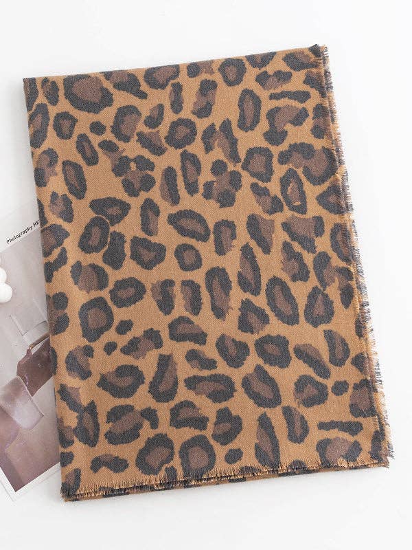 UZ Wholesale Store - Fringed Leopard Shawl&Scarf: LEOPARD / One_size