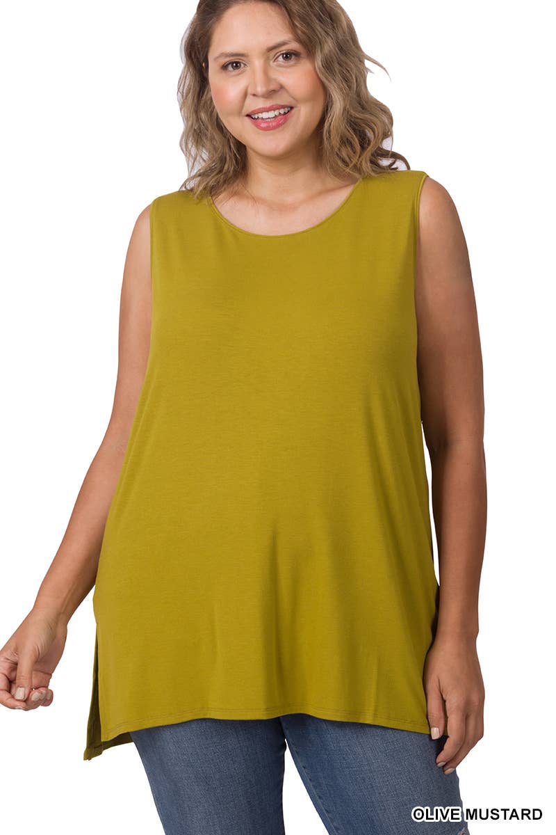 42POPS - SI-22945 Plus Sleeveless Round Top: +BLACK-141094 / 1X