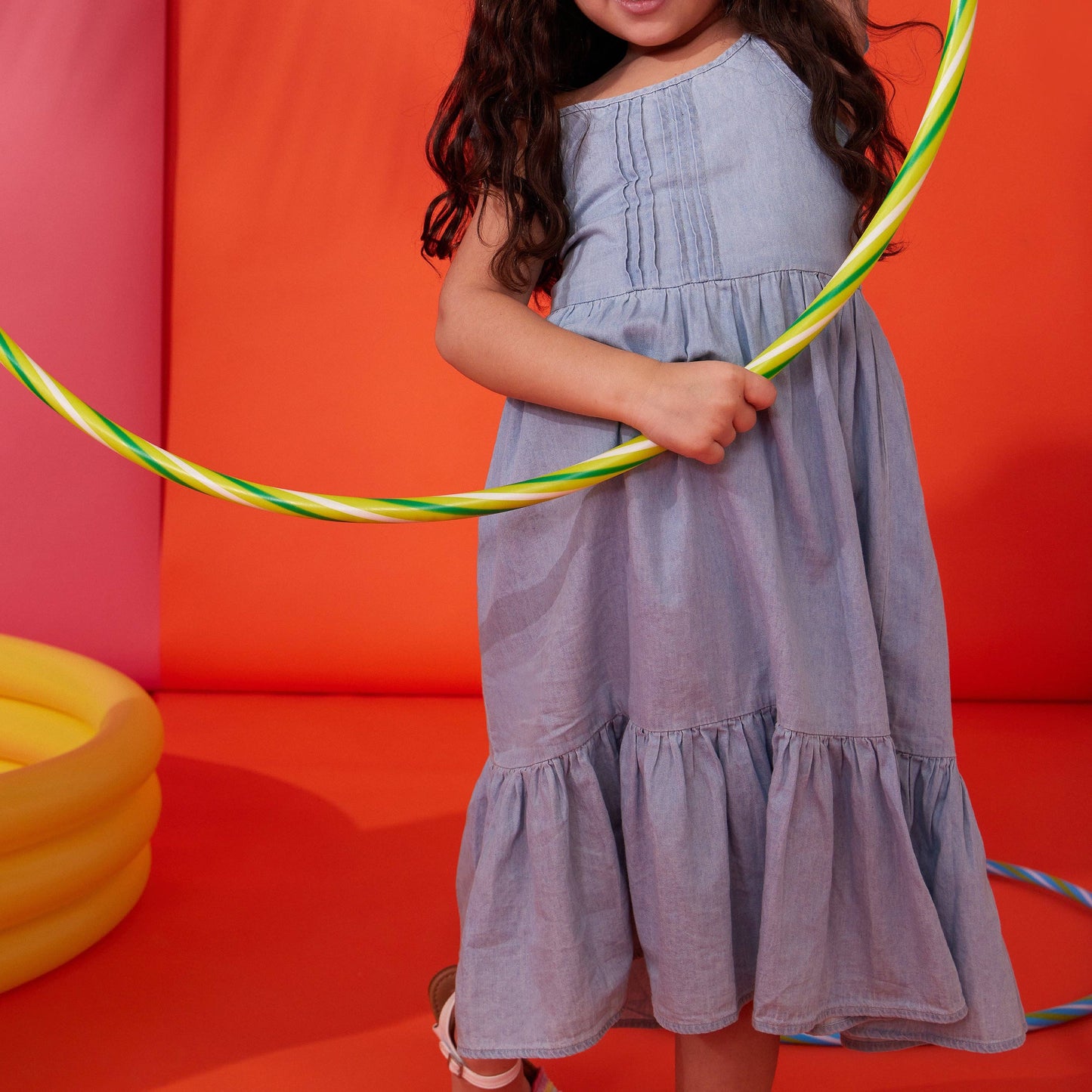 Kidpik - Pin Tuck Denim Dress: Bloom Wash / L (12)