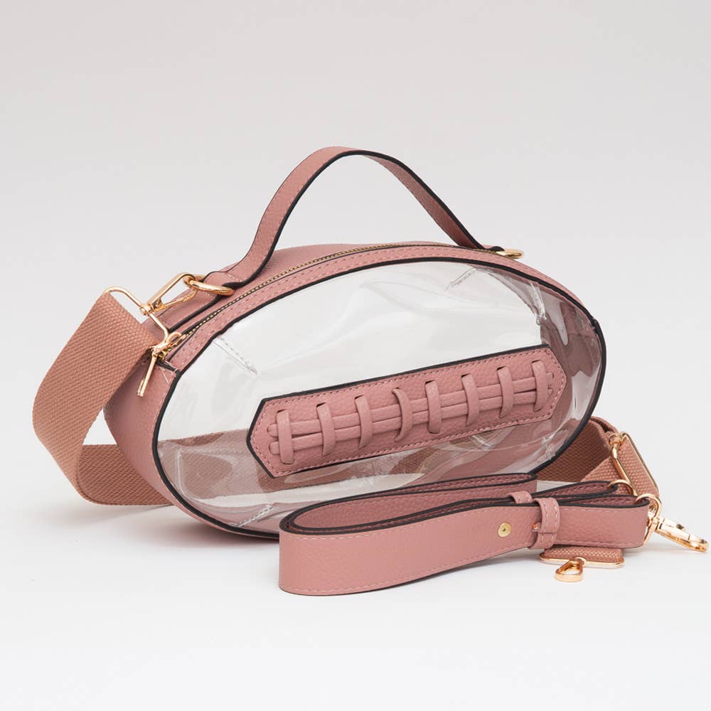 Sensibling Corp. - Football Shaped Transparent Crossbody Bag
: Brown