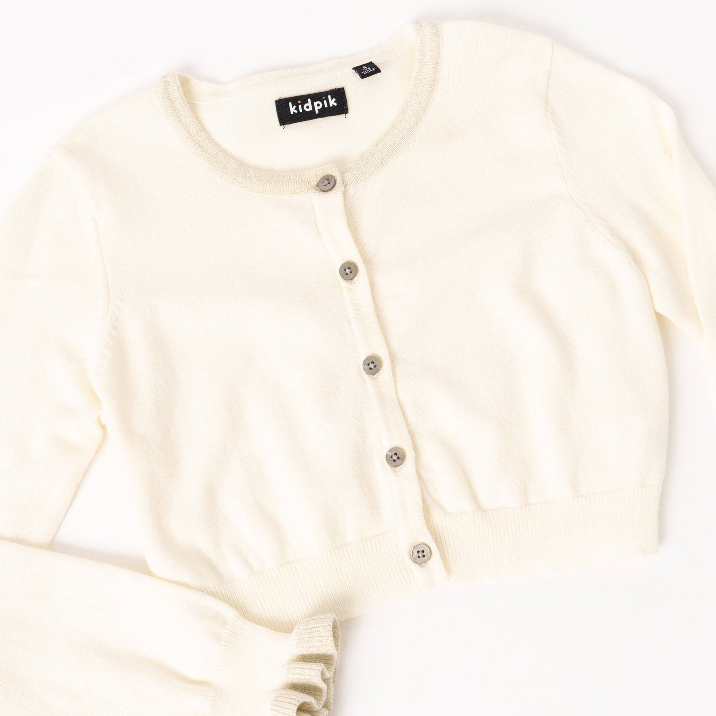 Kidpik - Ruffle Bolero Sweater: Kidpik Cream / L (12)