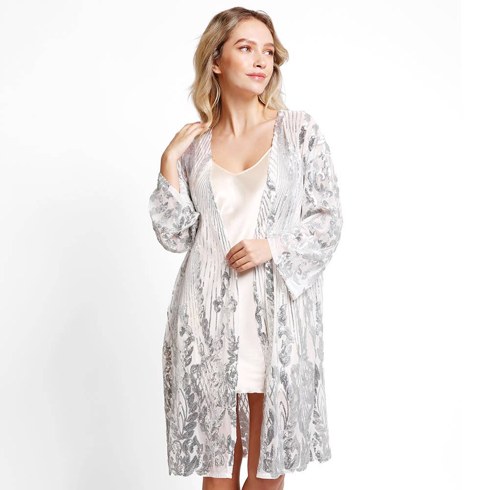 Sensibling Corp. - Sequin Cover Up Kimono Poncho: Rose Gold