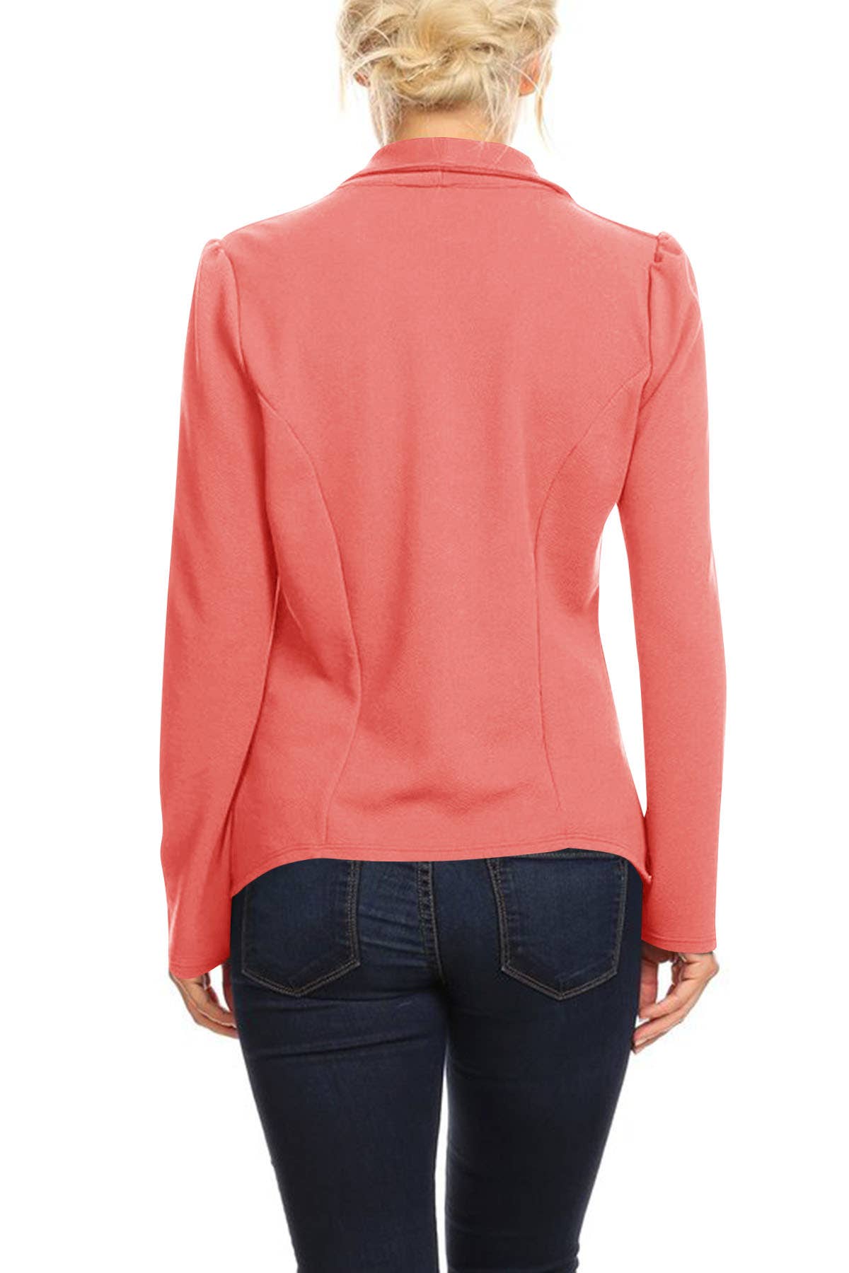 MOA COLLECTION - Women's Casual Office Work Basic Blazer Jacket S-3XL: Burgundy / XX-Large